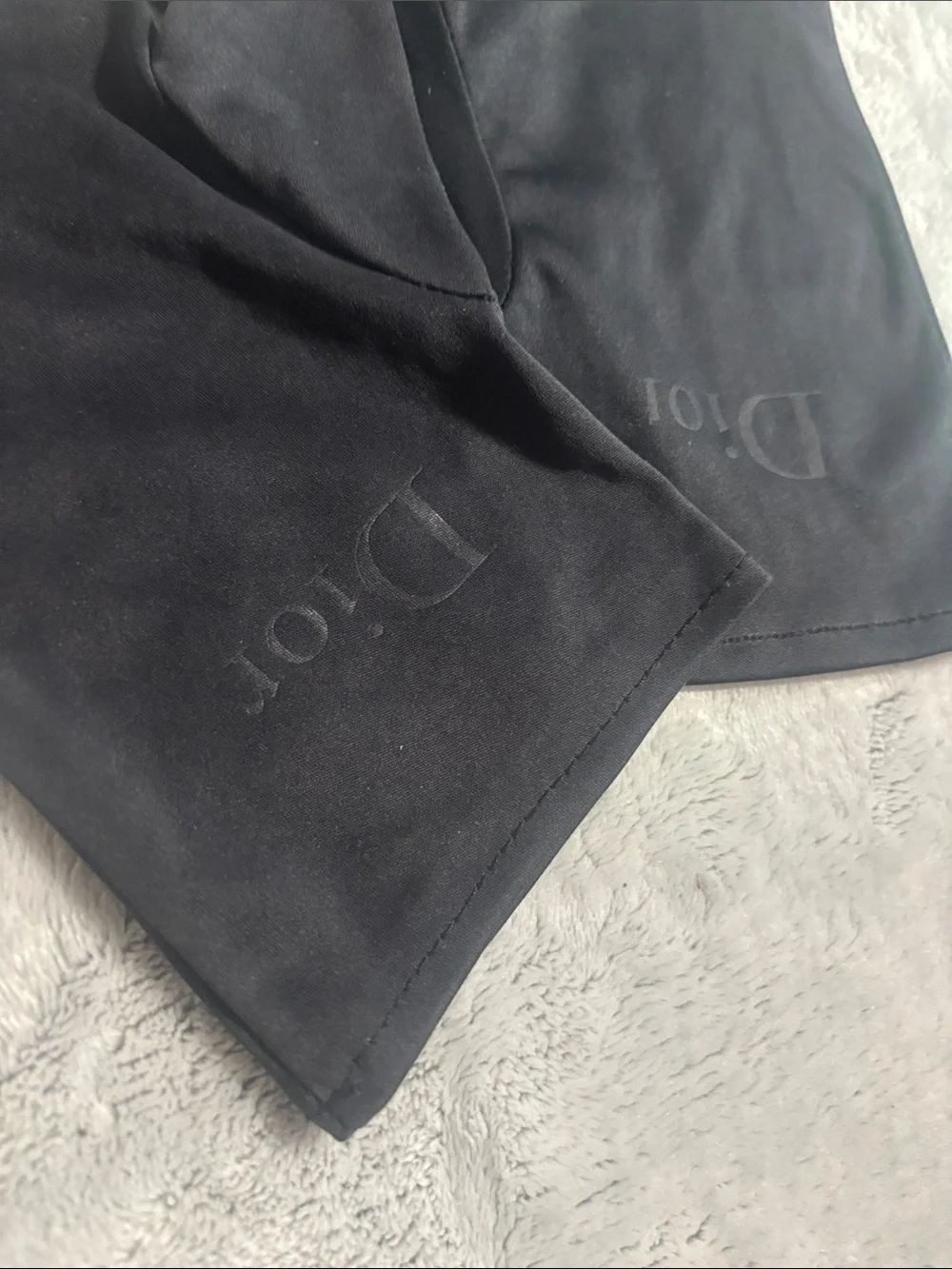 Dior Black Embossed Logo Satin Gloves